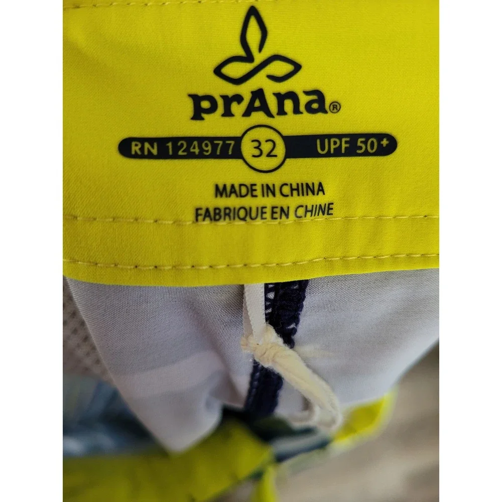 Prana Mens Board Shorts Blue Purple Striped UPF 50+ Swim Trunks‎ Size 32 #1